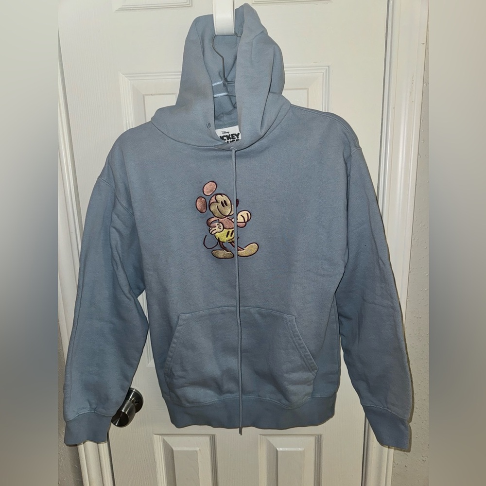 Disney Mickey Mouse Blue Embroidered Hoodie Adults Medium